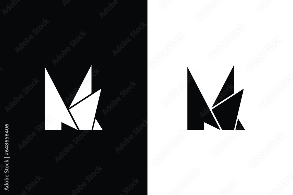Simple Initial Letter M and K Logo isolated on Double Background. Good ...