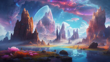 An Image Showcasing An Enchanting, Otherworldly, And Breathtaking Landscape Of A Mystical Realm - AI Generative
