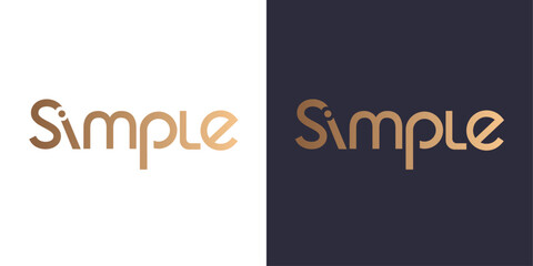 Wall Mural - Simple logo monogram, minimal style identity logo mark. Golden gradient vector emblem logotype for business cards.