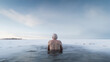 © Girts - In the frozen waters of Finland, a brave woman swims with a happy heart despite the bone-chilling cold, in the midst of a serene winter landscape where ice and water dominate the scenery