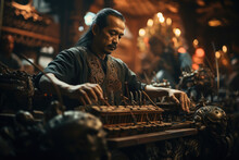 Traditional Indonesian Gamelan Musicians Creating Intricate, Melodious Compositions. Generative Ai.