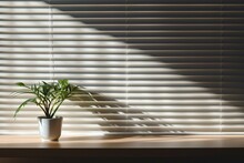 Realistic Semi-transparent Shadow Overlay Effect Of Window Blinds On Wall. Generative AI