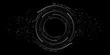 Digital Circles Of White Particles. Big Data Visualization Into Cyberspace. Network Information Decay. Futuristic Background. Vector Illustration.
