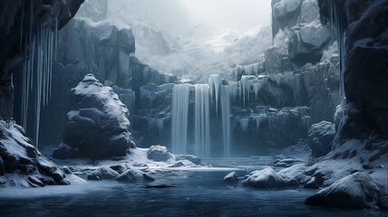 Poster - Icy Waterfall in the Winter