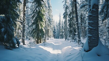 Poster - snow covered pine trees