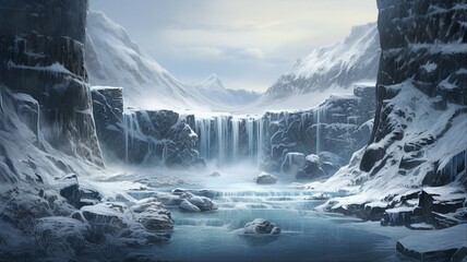 Poster - Icy Waterfall in the Winter
