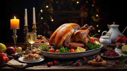 Wall Mural - Roast turkey for Christmas lunch