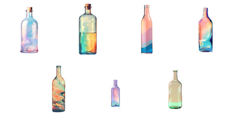 Sticker - Png Set Black isolated bottle transparent background