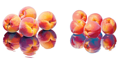 Canvas Print - Png Set Five peaches mirrored transparent background