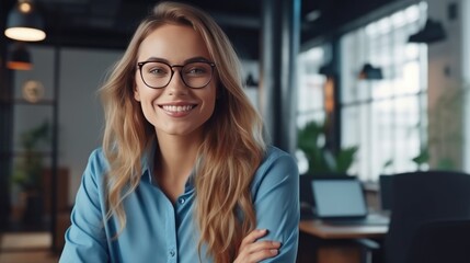 Wall Mural - Portrait of a young businesswoman in the office