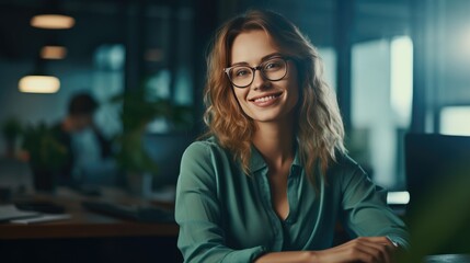 Wall Mural - Portrait of a young businesswoman in the office