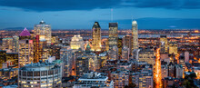 Montreal Panorama At Dusk As Viewed From The Mount Royal Park