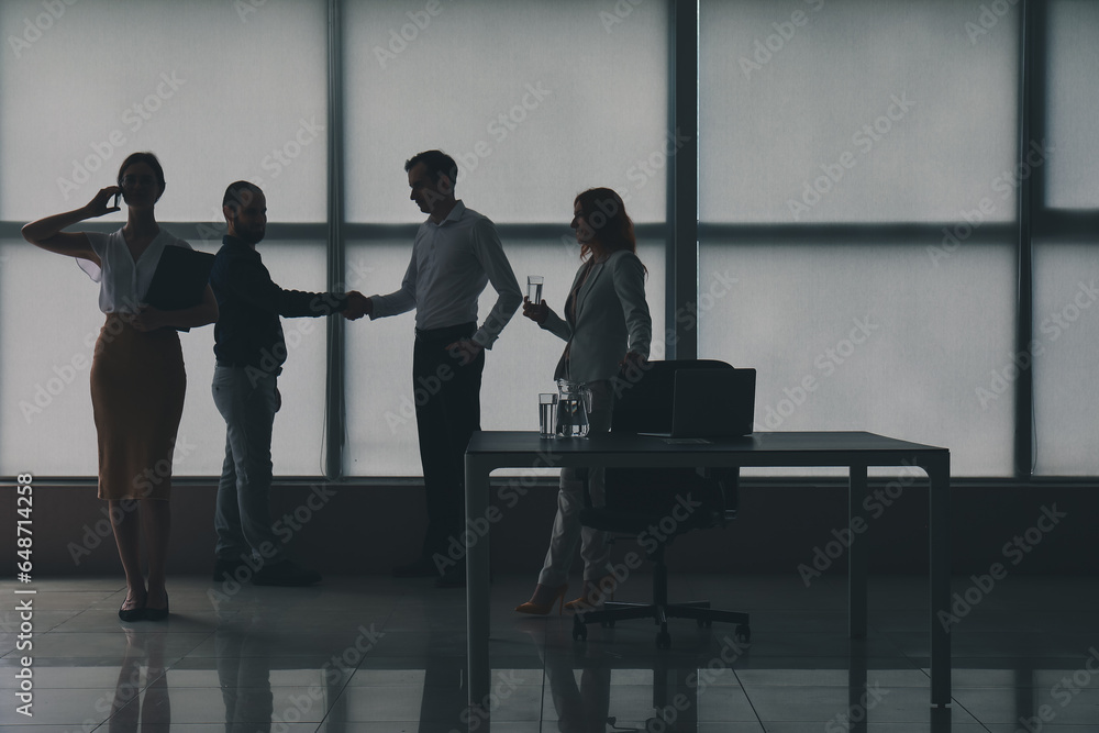 Silhouette of business consultants working in office