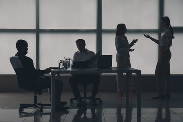 Wall Mural - Silhouette of business consultants working in office