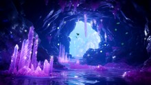 A Cave With Purple Diamond