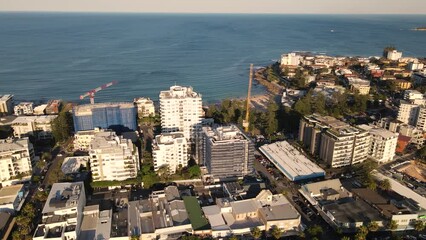 Wall Mural - Aerial drone view above Cronulla in the Sutherland Shire, South Sydney, NSW Australia looking toward South Cronulla Beach on a sunny afternoon in September 2023  