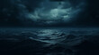 Leinwandbild Motiv Storm with dark clouds at night over the water of the ocean with waves. Epic historical scenario for a maritime wallpaper. Landscape for brave sea adventures.