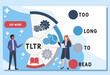 TLTR too long to read acronym. business concept background.  vector illustration concept with keywords and icons. lettering illustration with icons for web banner, flyer, landing