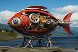 Fototapeta Sypialnia - 魚ロボット,Generative AI AI画像