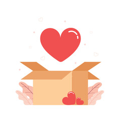 Canvas Print - Heart in a box. Charity and Donation concept. concept for sharing love, helping others, charity supported by community.
