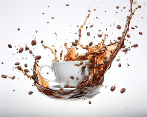  Abstract Splashes of Coffee with Beans. generative ai