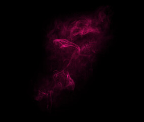 Wall Mural - pink smoke, black background and gas, vapor and incense with mockup space and art. creative abstract