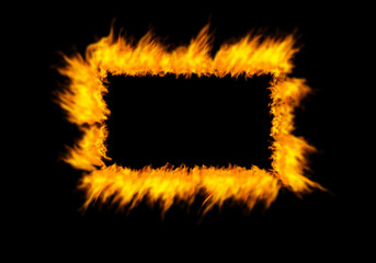 Wall Mural - rectangle, flame and heat on black background with color, texture and pattern of burning energy. fir