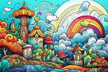 Coloring Pages: Printable Or Digital Illustrations Designed For Coloring With A Variety Of Colors,Generated With AI