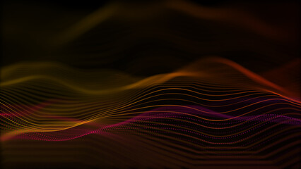 Poster - Abstract techy wavy background with particles. abstract background with lines. Colorful abstract background with 3d waves.