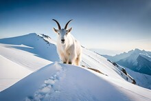 Mountain Goat In The Snow