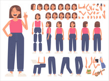 Constructor Teen Girl Character For Animation. A Wide Variety Of Body Positions, Arms And Legs, Postures And Gestures