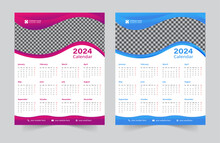  Modern Wall Calendar Design 2024 One Page Design.