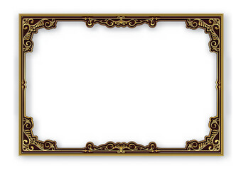 Wall Mural - Gold photo frame with corner Thailand line floral for picture, Vector design decoration