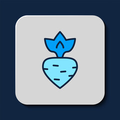 Sticker - Filled outline Turnip icon isolated on blue background. Vector