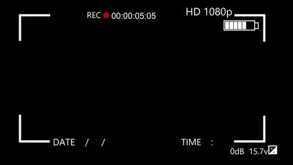 Camera recording frame black background.Camera recording screen.