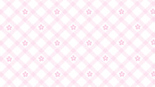 Diagonal Pink Checked Pattern And Flowers On The White Background