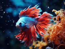 Betta Fish In Its Natural Habitat, Wildlife Photography, Generative AI