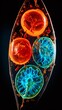 a close-up of a single, diseased cell - its form distorted and colors murky