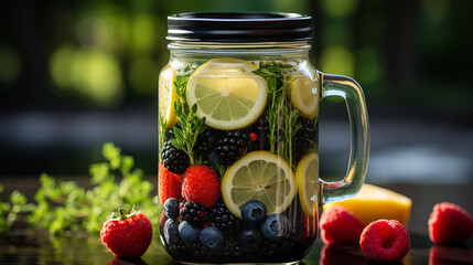 Sticker - berries in a jar, attractive, engaging, HD wallpaper, background Photo