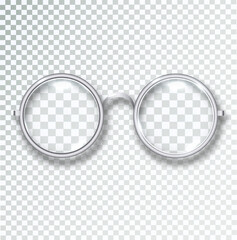 Sticker - Round frame Glasses Icon Transparent Sunglasses accessory. Optics lens vintage trendy Glasses. Vector