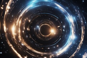 Wall Mural - abstract space vortex black hole alien lights and swirling speed of light glowing orbs and lights