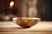 A Bowl Sitting On Top Of A Wooden Table. Perfect For Food And Dining Themes.