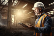 © alisaaa - Architect working on digital tablet at construction site