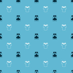  Set Laundry detergent and Drying clothes on seamless pattern. Vector