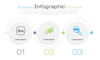 Poster - Set line Key, Pie chart infographic and SEO optimization. Business infographic template. Vector