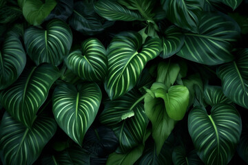 Wall Mural - jungle bright palm nature leaf tropical green tree background forest colourful. Generative AI.