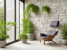 Chair In Front Of The Stone Wall