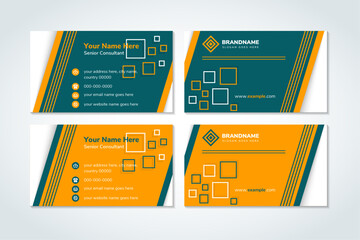 Wall Mural - collection of abstract business card design template. green, yellow and white colors combination on 