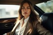 © Johnathan - Caucasian Female Good Looking In Luxury Car Background Generative AI