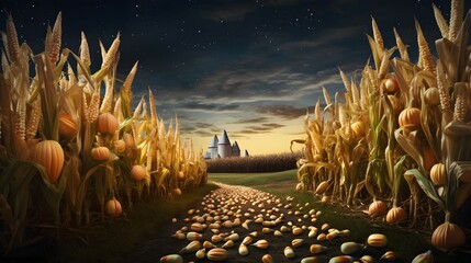 Canvas Print - giant candy corn in the field